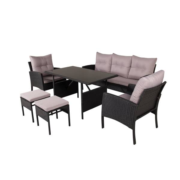 Loungeset Knock Typ A Schwarz - Polyethylen - 158 x 75 x 69 cm