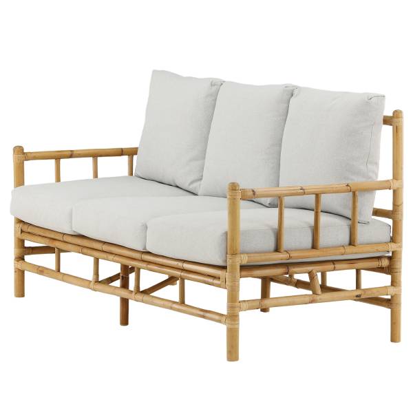 Loungesofa Cane Weiß - Rattan - 180 x 88 x 77 cm