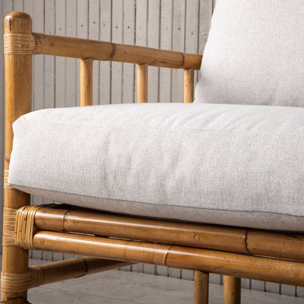 Loungesofa Cane Weiß - Rattan - 180 x 88 x 77 cm
