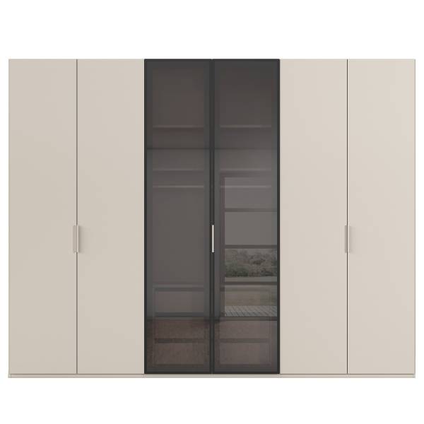 Drehtürenschrank Ricco Grauglas - Kaschmir - 301 x 235 cm - Comfort