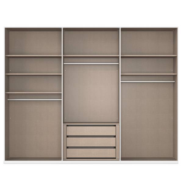 Drehtürenschrank Ricco Grauglas - Kaschmir - 301 x 235 cm - Comfort