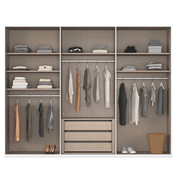 Drehtürenschrank Ricco Grauglas - Kaschmir - 301 x 235 cm - Comfort