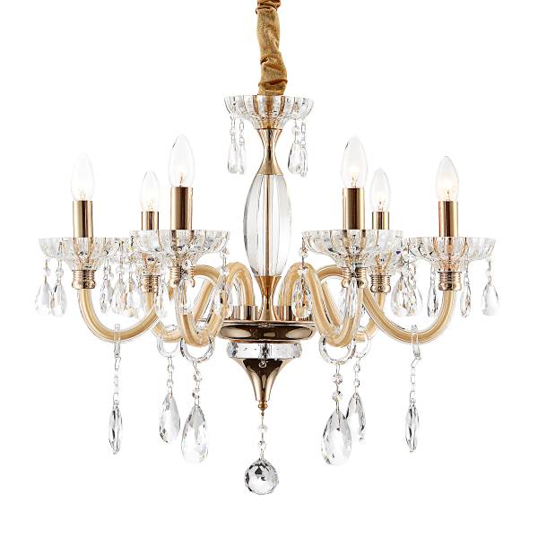 Lustre Melissa Verre cristallin / Fer - 6 ampoules