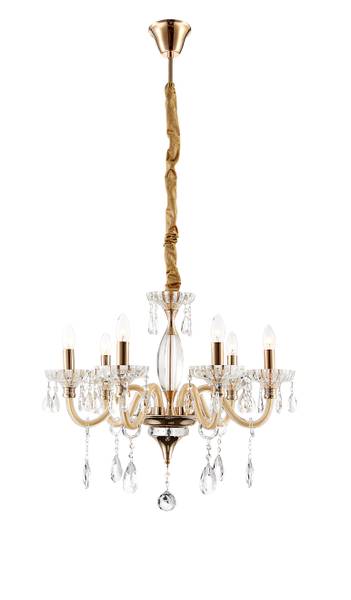 Lustre Melissa Verre cristallin / Fer - 6 ampoules
