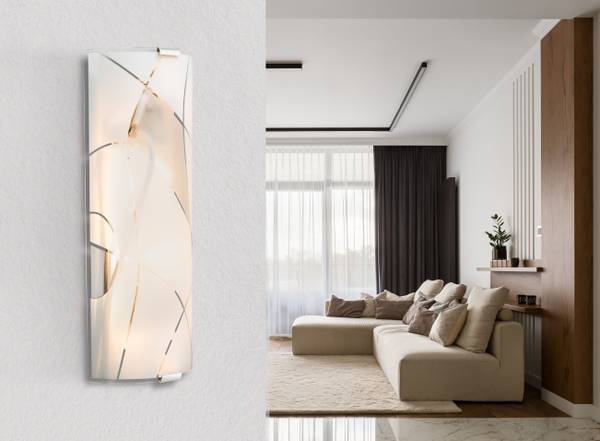 Lampada da parete Paranja Vetro satinato / Ferro - 2 punti luce