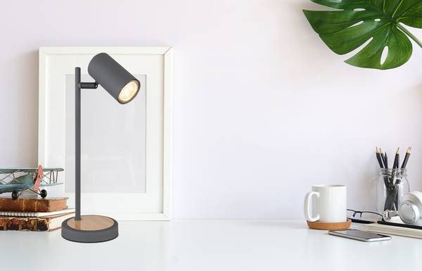 Lampada da tavolo Robby A Ferro - 1 punti luce - Grigio