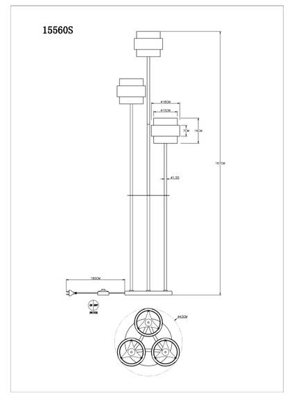 Lampada da terra Milley Vetro / Ferro - 3 punti luce