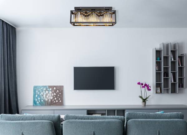 Plafondlamp Mathilde type A rookglas/ijzer - 3-lichts