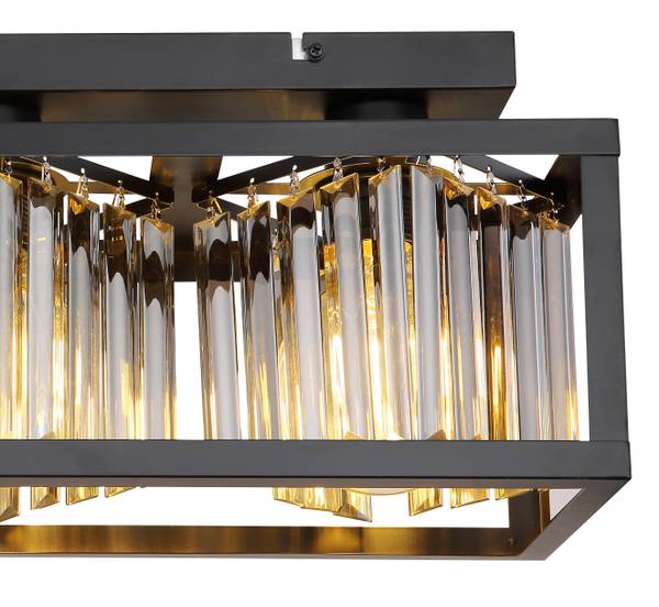 Plafondlamp Mathilde type A rookglas/ijzer - 3-lichts