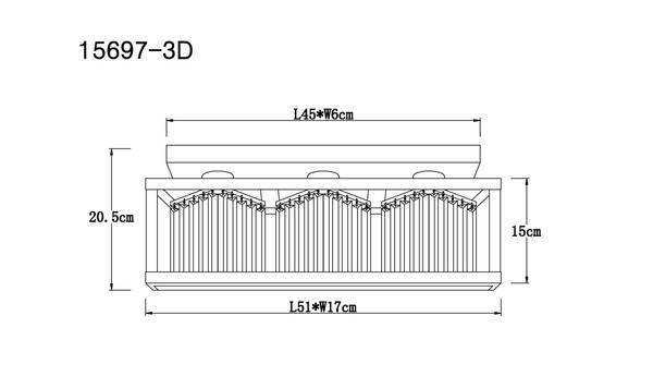 Plafondlamp Mathilde type A rookglas/ijzer - 3-lichts