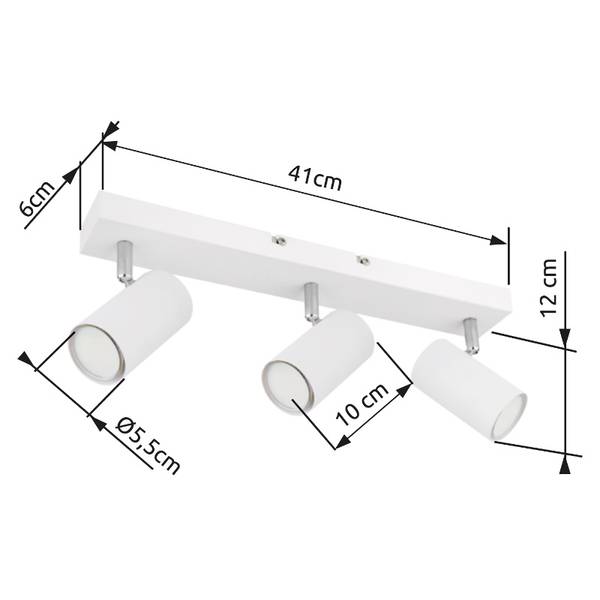 Deckenleuchte Robby Typ B Eisen - 3-flammig - Weiß