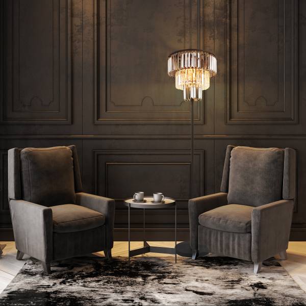 Staande lamp Naxis rookglas/ijzer - 3-lichts