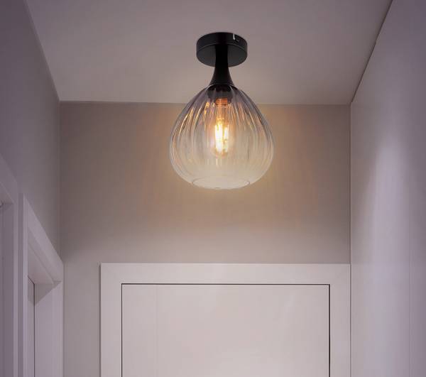 Plafondlamp Olsen type B rookglas/ijzer - 1-lichts