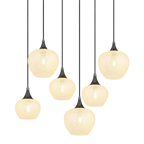 Lampada a sospensione Maxy K Vetro trasparente / Cromo - 6 punti luce