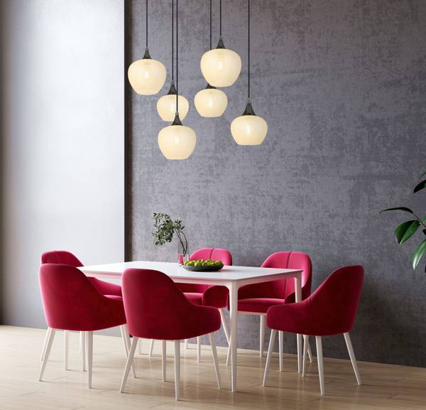 Lampada a sospensione Maxy K Vetro trasparente / Cromo - 6 punti luce