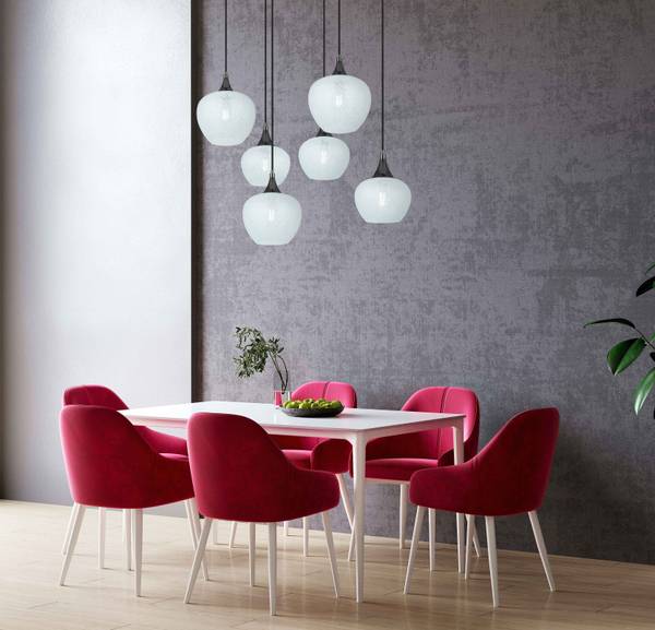 Lampada a sospensione Maxy K Vetro trasparente / Cromo - 6 punti luce