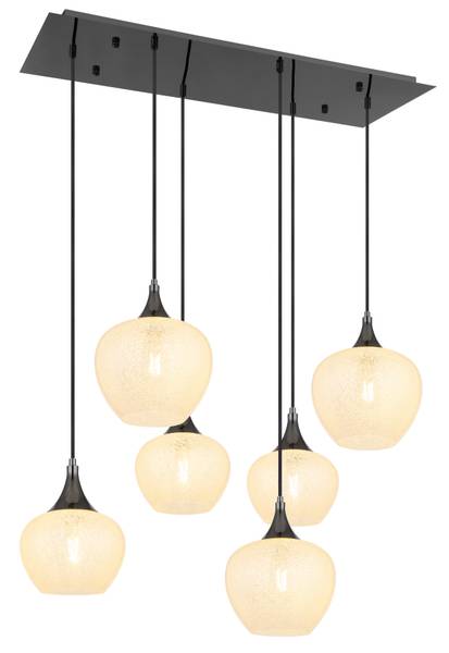 Lampada a sospensione Maxy K Vetro trasparente / Cromo - 6 punti luce