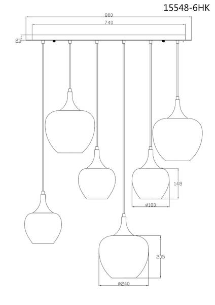 Lampada a sospensione Maxy K Vetro trasparente / Cromo - 6 punti luce