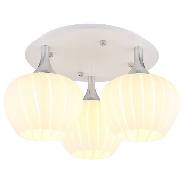 Plafonnier Maxy - Type D Verre opalin / Chrome - 3 ampoules