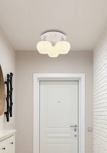 Plafonnier Maxy - Type D Verre opalin / Chrome - 3 ampoules