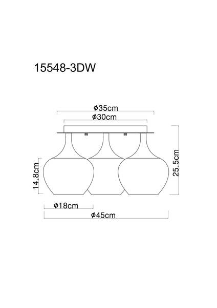 Plafonnier Maxy - Type D Verre opalin / Chrome - 3 ampoules
