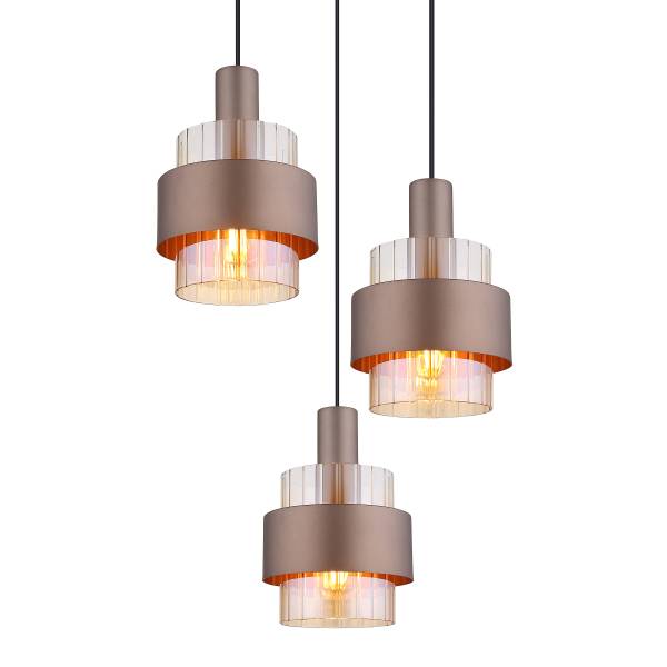 Pendelleuchte Milley Typ A Farbglas / Eisen - 3-flammig