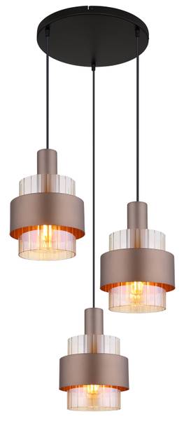Pendelleuchte Milley Typ A Farbglas / Eisen - 3-flammig