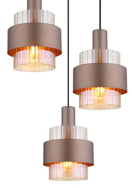 Pendelleuchte Milley Typ A Farbglas / Eisen - 3-flammig