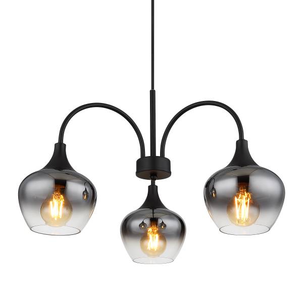 Lampada a sospensione Maxy A Vetro fumè / Ferro - 3 punti luce