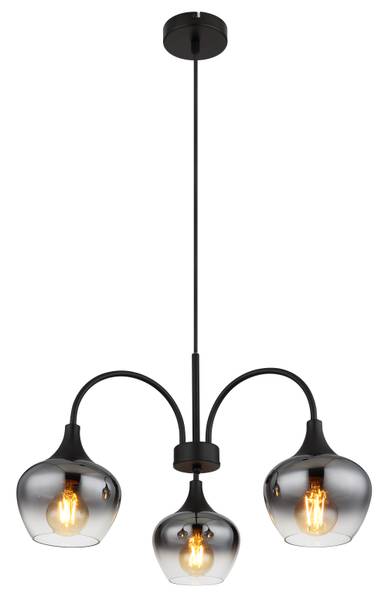 Lampada a sospensione Maxy A Vetro fumè / Ferro - 3 punti luce