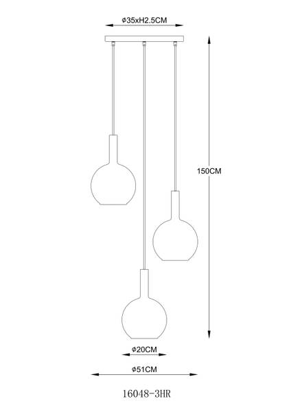 Lampada a sospensione Marinella B Vetro / Ferro - 3 punti luce
