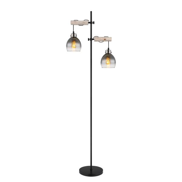Lampada da terra Ryan Vetro fumè / Ferro - 2 punti luce