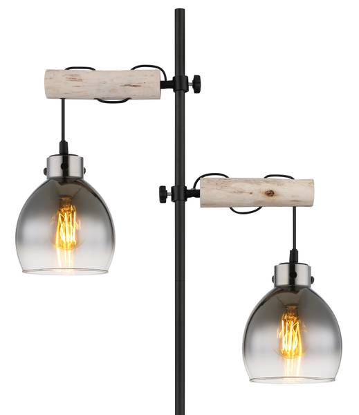 Lampada da terra Ryan Vetro fumè / Ferro - 2 punti luce