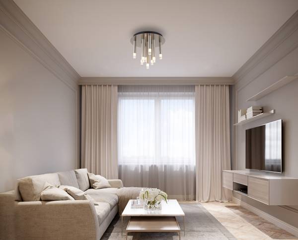 Lampada da soffitto Ryan A Ferro - 9 punti luce - Argento