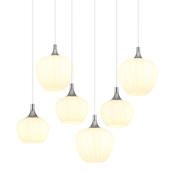 Lampada a sospensione Maxy L Vetro opale / Cromo - 6 punto luce