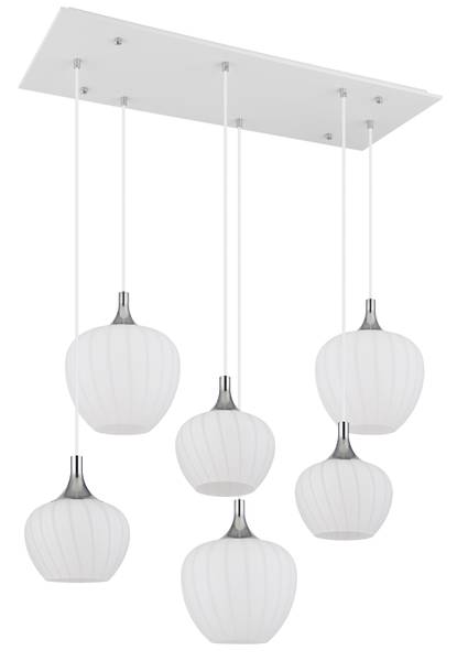 Lampada a sospensione Maxy L Vetro opale / Cromo - 6 punto luce