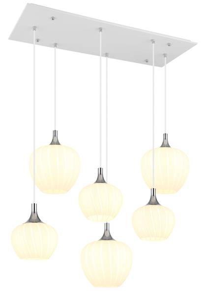 Lampada a sospensione Maxy L Vetro opale / Cromo - 6 punto luce