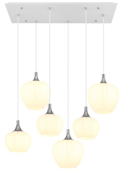 Lampada a sospensione Maxy L Vetro opale / Cromo - 6 punto luce