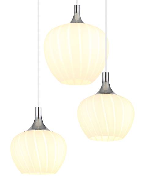 Lampada a sospensione Maxy L Vetro opale / Cromo - 6 punto luce