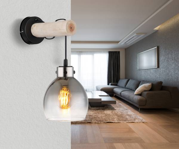 Applique murale Ryan Verre fumé / Fer - 1 ampoule