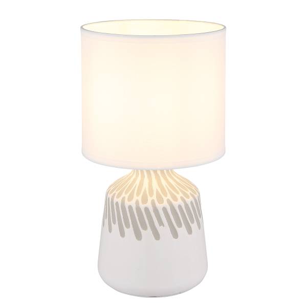 Lampe de table Rela Tissu structuré / Céramique - 1 ampoule - Blanc