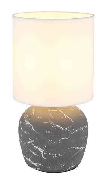 Lampe de table Marble Tissu structuré / Céramique - 1 ampoule - Gris