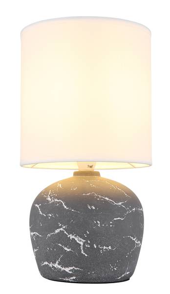 Lampe de table Marble Tissu structuré / Céramique - 1 ampoule - Gris