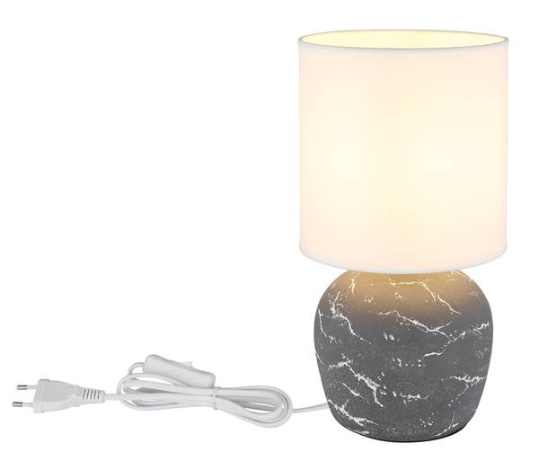 Lampe de table Marble Tissu structuré / Céramique - 1 ampoule - Gris