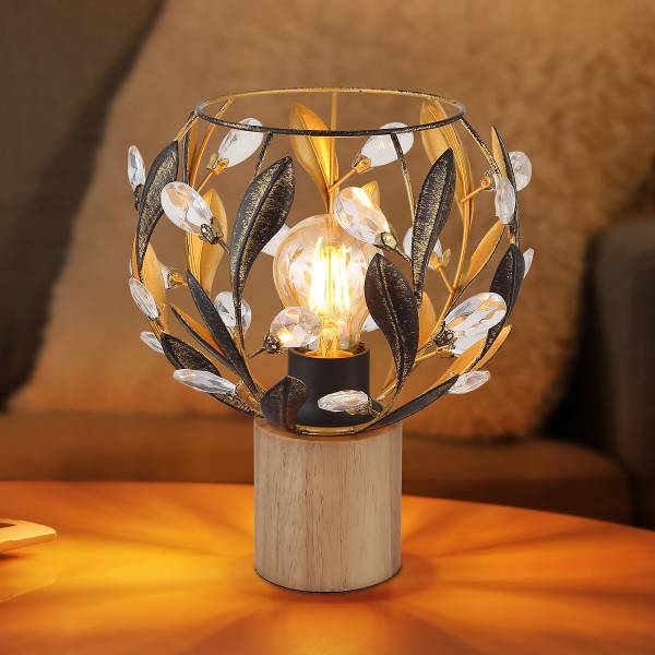 Lampada da tavolo Mika Ferro / Albero della gomma massello - 1 punto luce