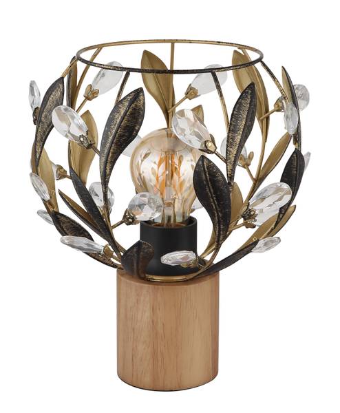 Lampada da tavolo Mika Ferro / Albero della gomma massello - 1 punto luce