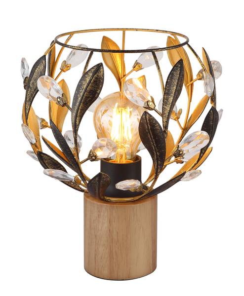 Lampada da tavolo Mika Ferro / Albero della gomma massello - 1 punto luce