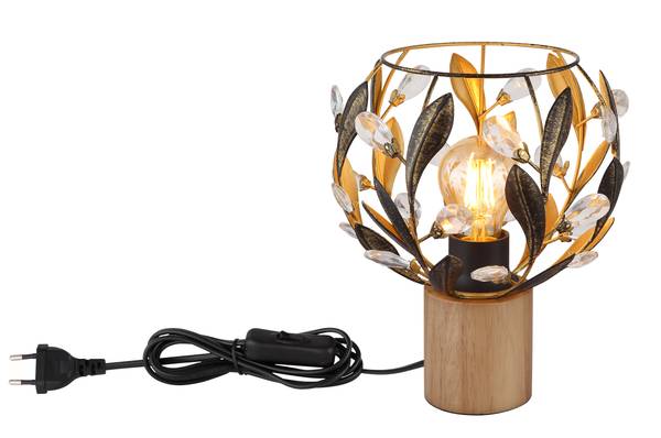 Lampada da tavolo Mika Ferro / Albero della gomma massello - 1 punto luce