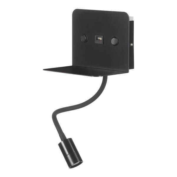 Wandlamp Plak ijzer - 1-lichts - zwart