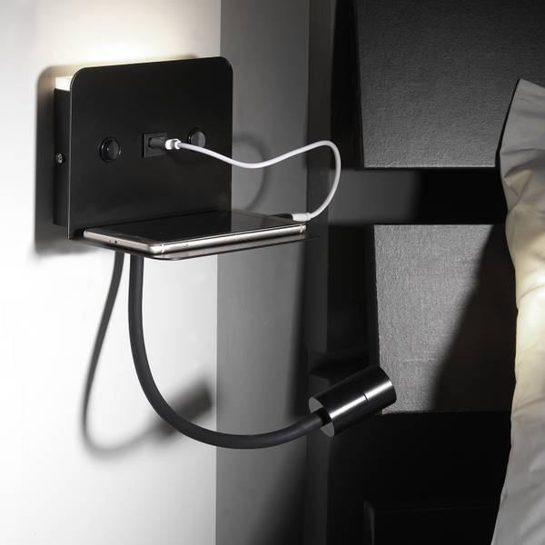 Wandlamp Plak ijzer - 1-lichts - zwart
